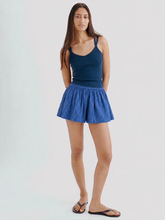 Suzi Kondi Pants - NWT Suzi Kondi Pezo Play Shorts size M blue lurex gauze